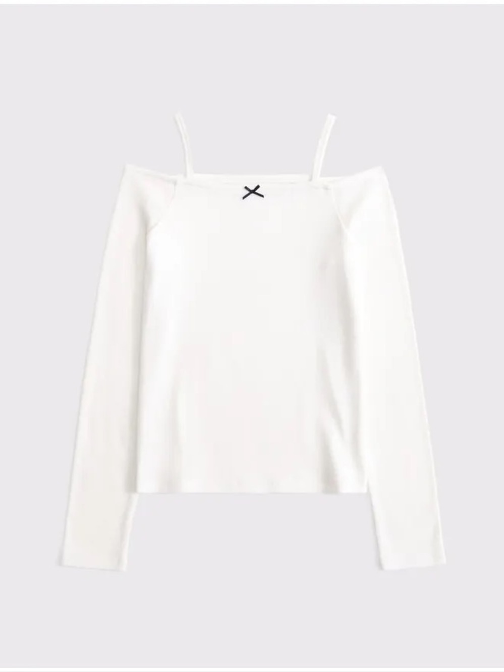 abercrombie kids White Cold-Shoulder Long Sleeve Top with Black Bow